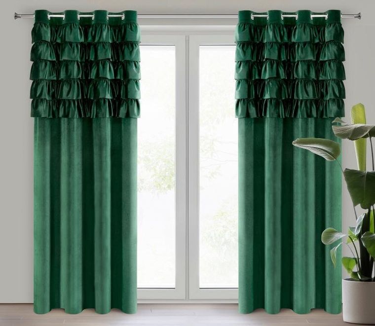 Eurofirany, zasłona zaciemniająca gotowa, Aura, 140-250 cm, ciemnozielony