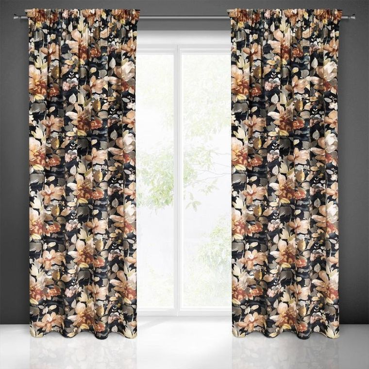 Eurofirany, zasłona zaciemniająca gotowa, Betty, na taśmie, 140-300 cm, grafitowy