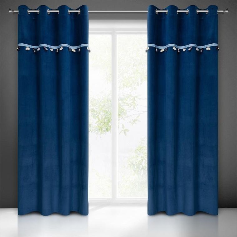 Eurofirany, zasłona zaciemniająca gotowa, car, 140-250 cm, granatowy