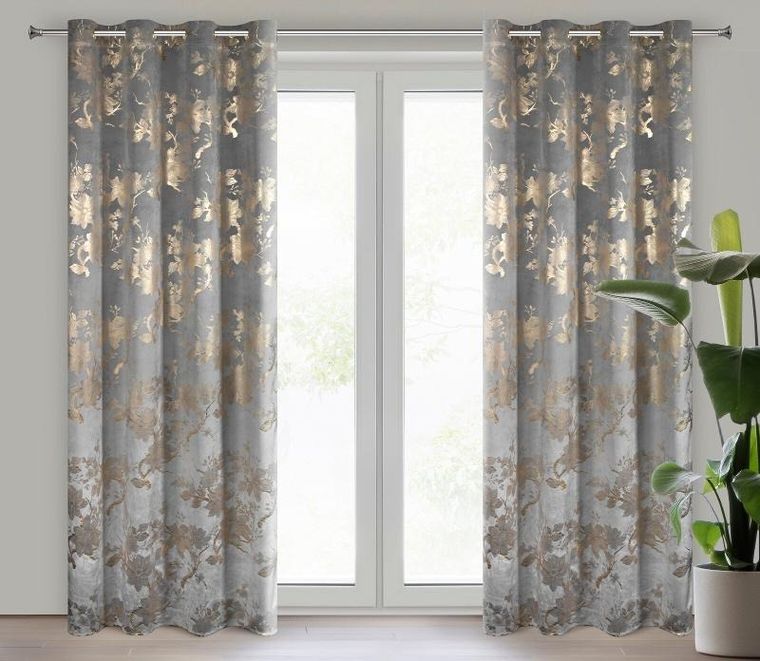 Eurofirany, zasłona zaciemniająca gotowa, Celia, 140-250 cm, stalowy