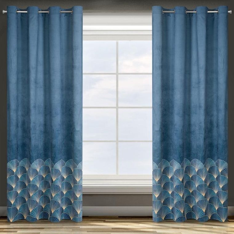 Eurofirany, zasłona zaciemniająca gotowa, d91, Gina, 140-250 cm, granatowy