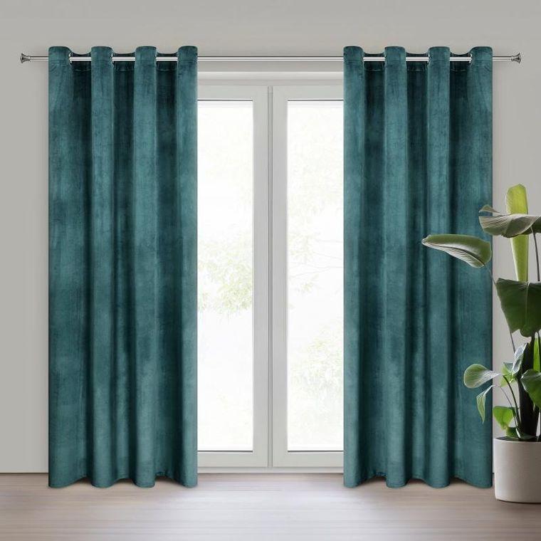 Eurofirany, zasłona zaciemniająca gotowa, d91 Rosa, 140-250 cm, ciemnoturkusowy