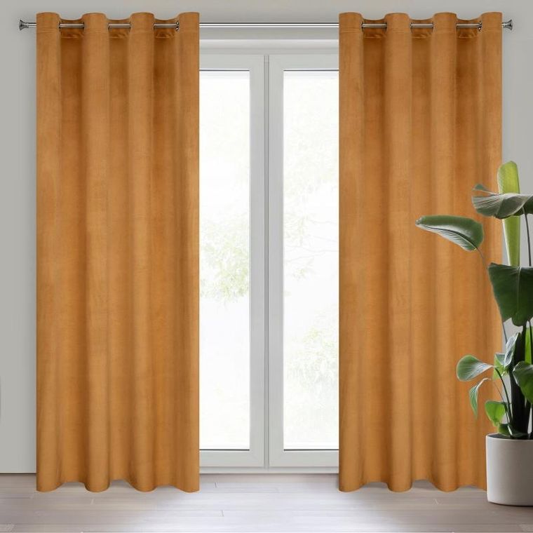 Eurofirany, zasłona zaciemniająca gotowa, d91 Rosa, 140-250 cm, miodowy