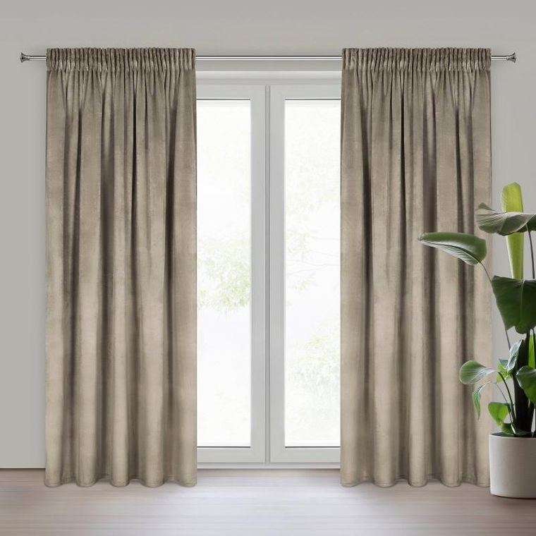 Eurofirany, zasłona zaciemniająca gotowa, d91, Rosa, na taśmie, 140-270 cm, brązowy