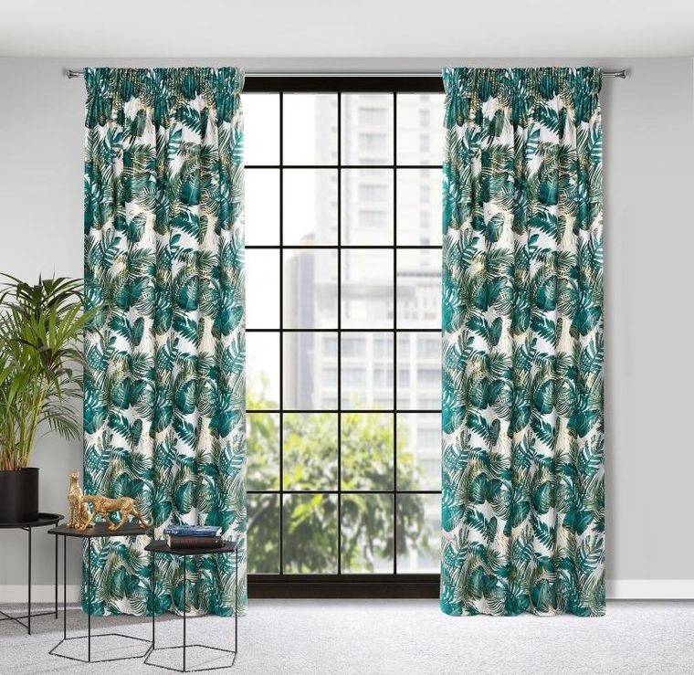 Eurofirany, zasłona zaciemniająca gotowa, Davos, na taśmie, 140-270 cm, zielony