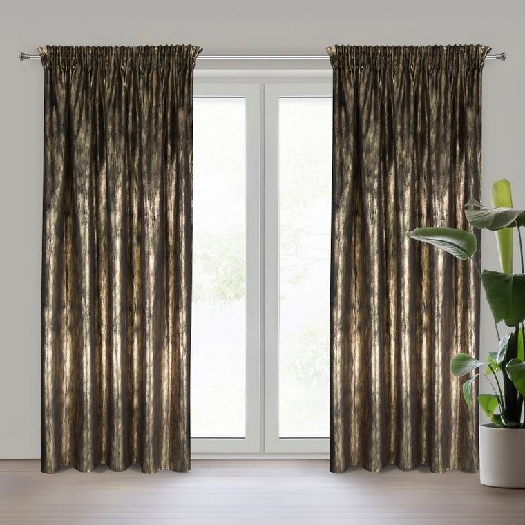 Eurofirany, zasłona zaciemniająca gotowa, Emila, na taśmie, 140-270 cm, czarny