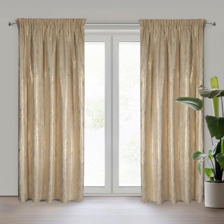 Eurofirany, zasłona zaciemniająca gotowa, Emila, na taśmie, 140-270 cm, kremowy