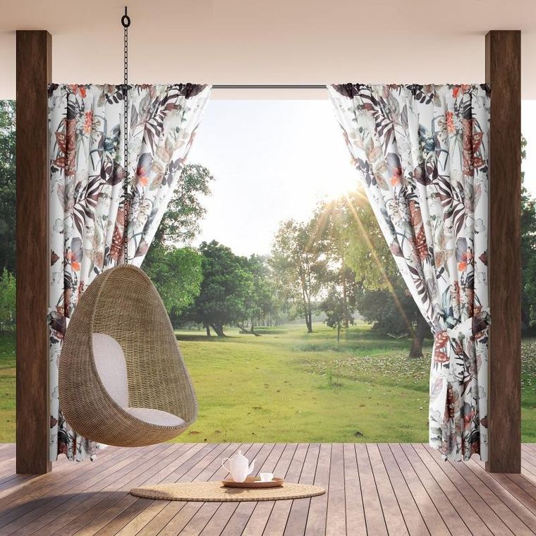 Eurofirany, zasłona zaciemniająca gotowa, Garden, na taśmie, 155-200 cm, biały