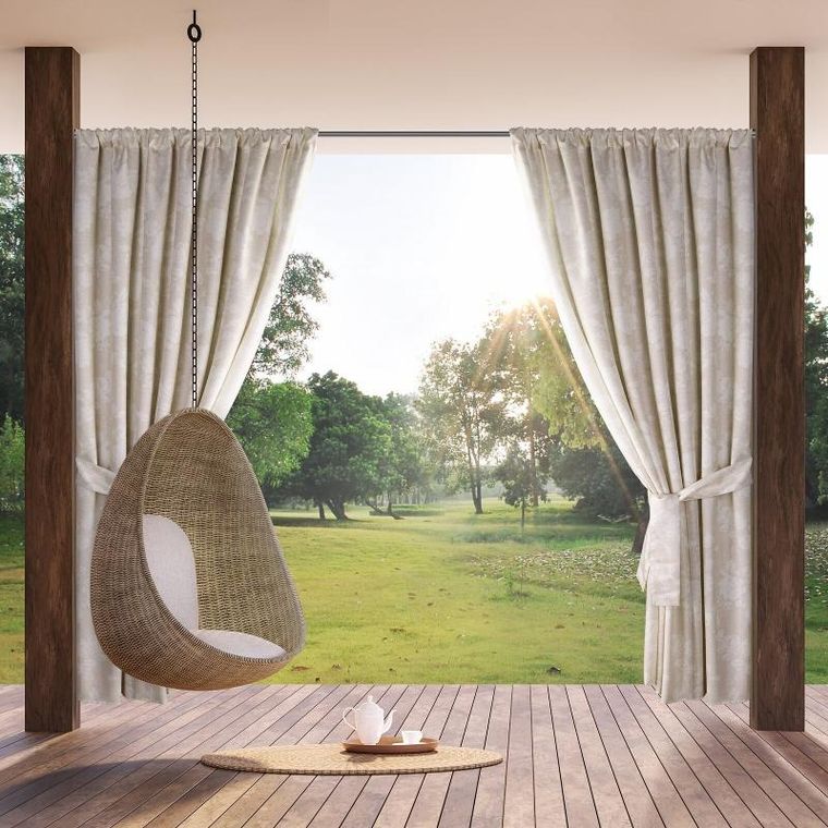 Eurofirany, zasłona zaciemniająca gotowa, Garden, na taśmie, 155-200 cm, pudrowy