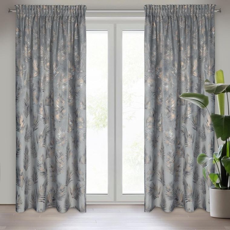 Eurofirany, zasłona zaciemniająca gotowa, Gloria, na taśmie 140-300 cm, stalowy