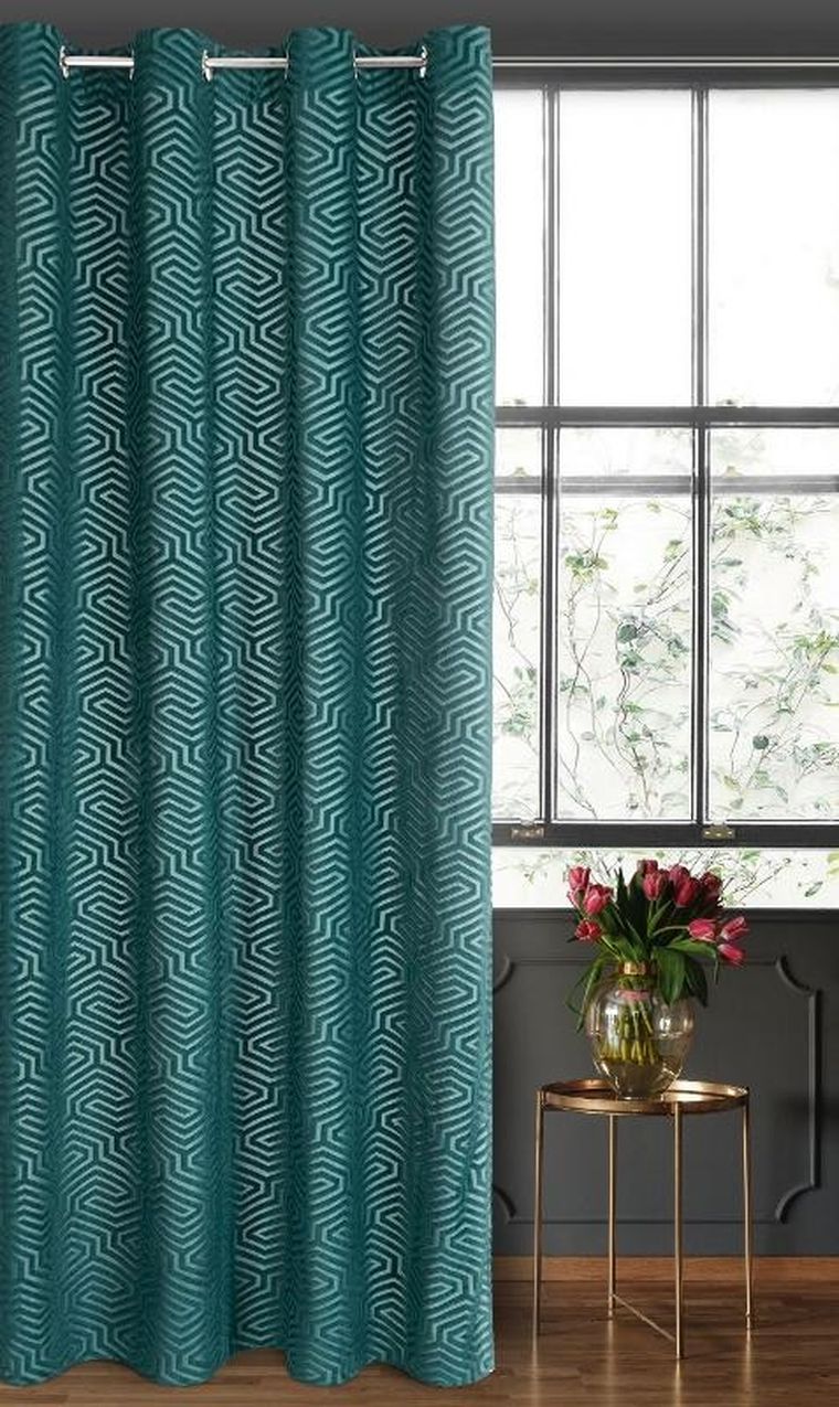 Eurofirany, zasłona zaciemniająca gotowa, Inga, na taśmie, 140-250 cm, turkusowy