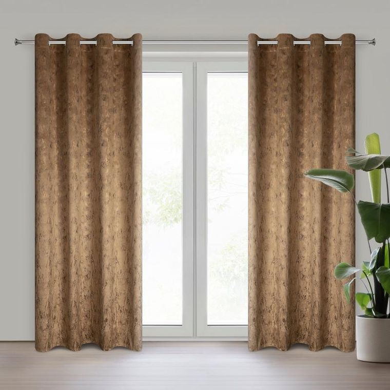 Eurofirany, zasłona zaciemniająca gotowa, Kornelia, 140-250 cm, miodowy