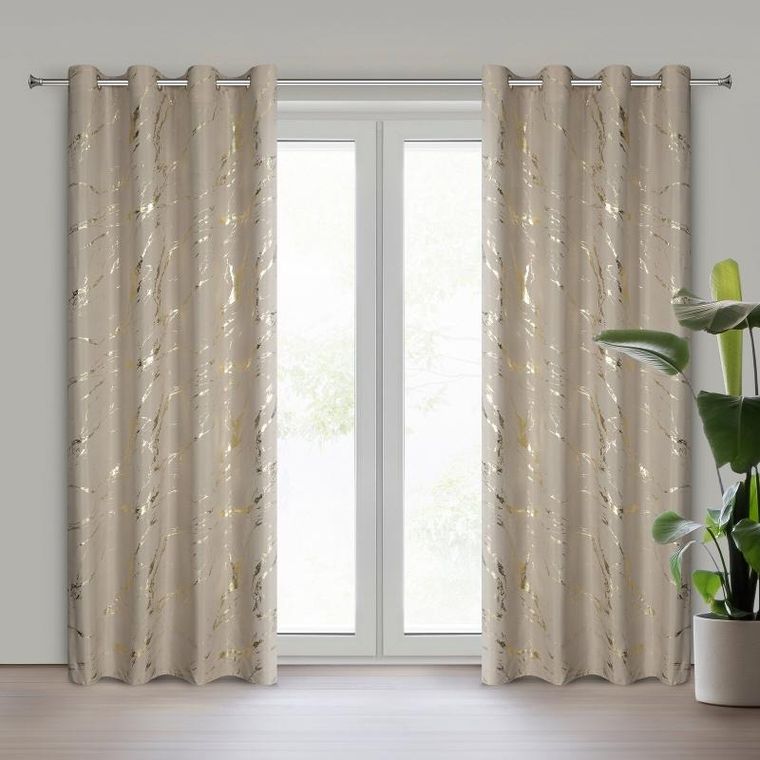 Eurofirany, zasłona zaciemniająca gotowa, Lani, 140-250 cm, beżowy