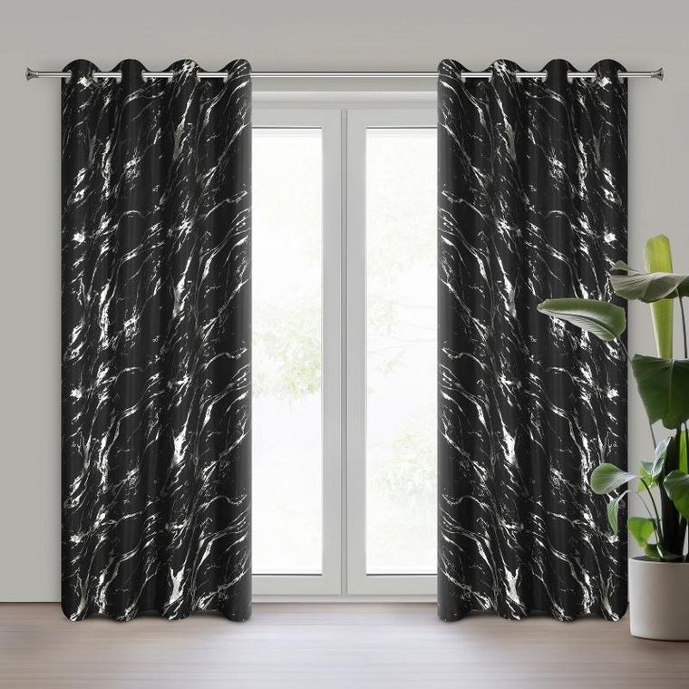 Eurofirany, zasłona zaciemniająca gotowa, Lani, 140-250 cm, czarny