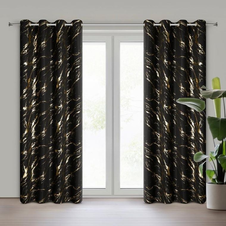 Eurofirany, zasłona zaciemniająca gotowa, Lani, 140-250 cm, czarny