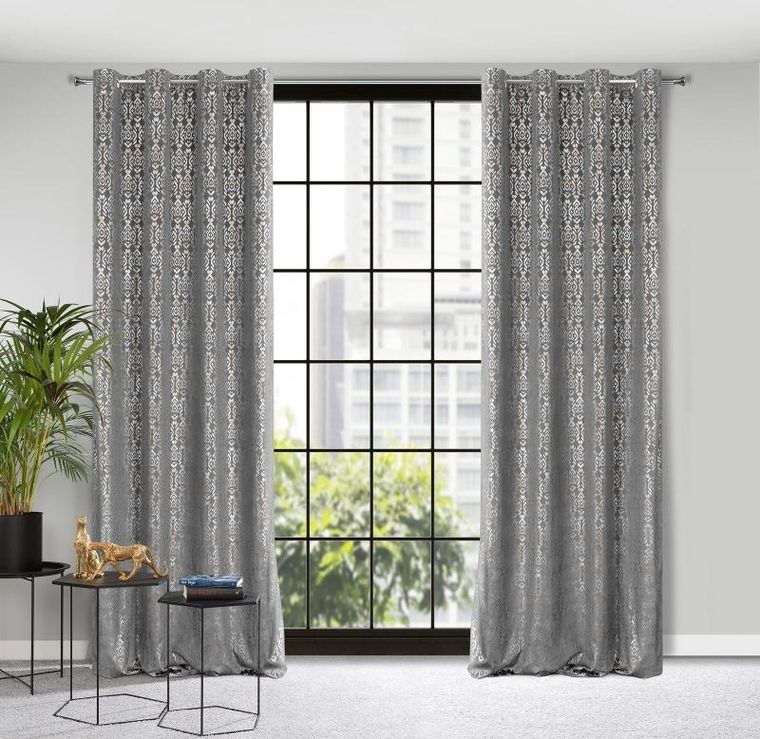 Eurofirany, zasłona zaciemniająca gotowa, laura, 140-250 cm, stalowy