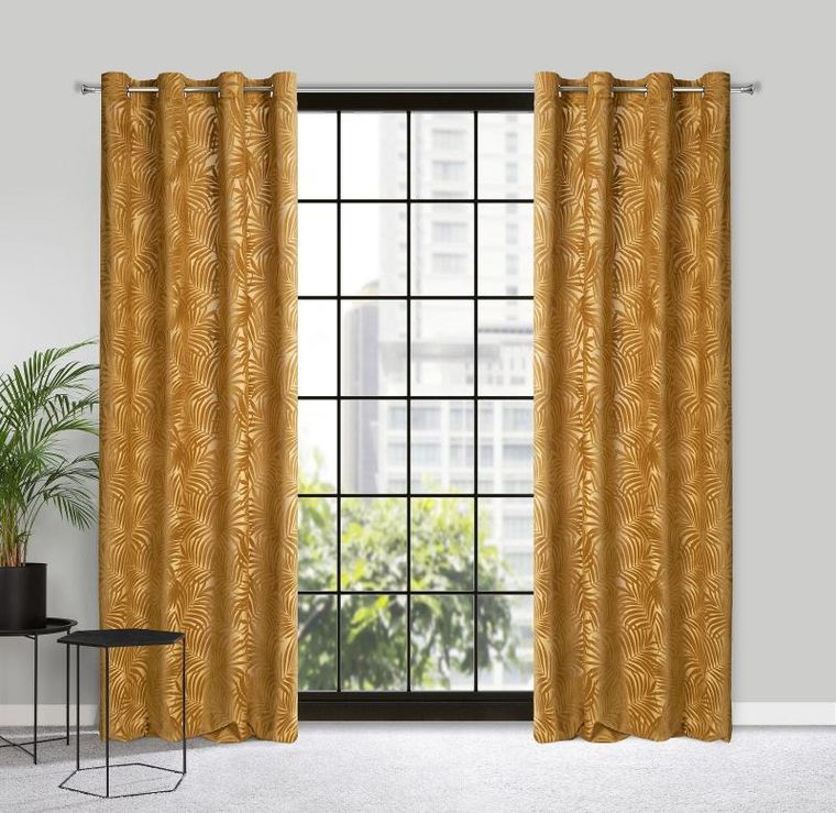 Eurofirany, zasłona zaciemniająca gotowa, Livia, 140-250 cm, złocisty