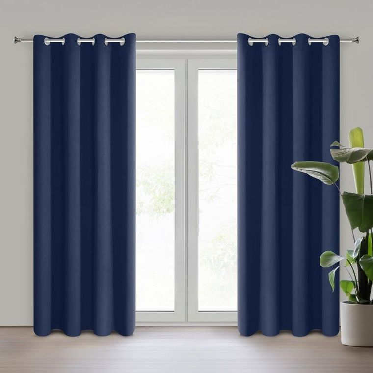 Eurofirany, zasłona zaciemniająca gotowa, Logan, 135-270 cm, granatowy