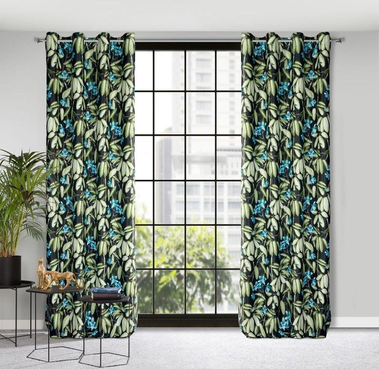 Eurofirany, zasłona zaciemniająca gotowa, Loni, 140-250 cm, czarny