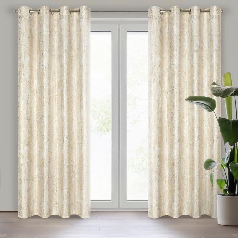 Eurofirany, zasłona zaciemniająca gotowa, Malia, 140-250 cm, kremowy