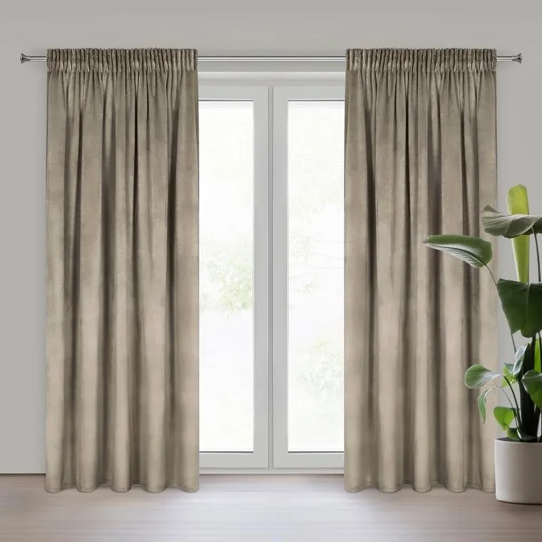 Eurofirany, zasłona zaciemniająca gotowa, Melanie, na taśmie, 140-270 cm, brązowy