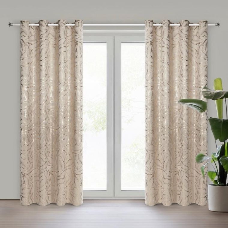 Eurofirany, zasłona zaciemniająca gotowa, Milena, 140-250 cm, beżowy