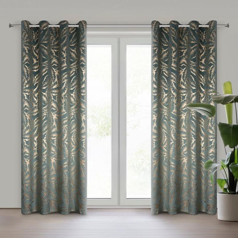 Eurofirany, zasłona zaciemniająca gotowa, Milena, 140-250 cm, miętowy