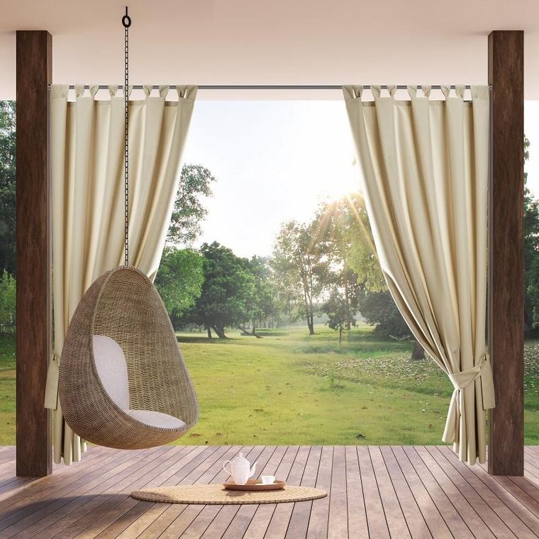 Eurofirany, zasłona zaciemniająca gotowa, na szelkach, Garden, 155-220 cm, beżowy