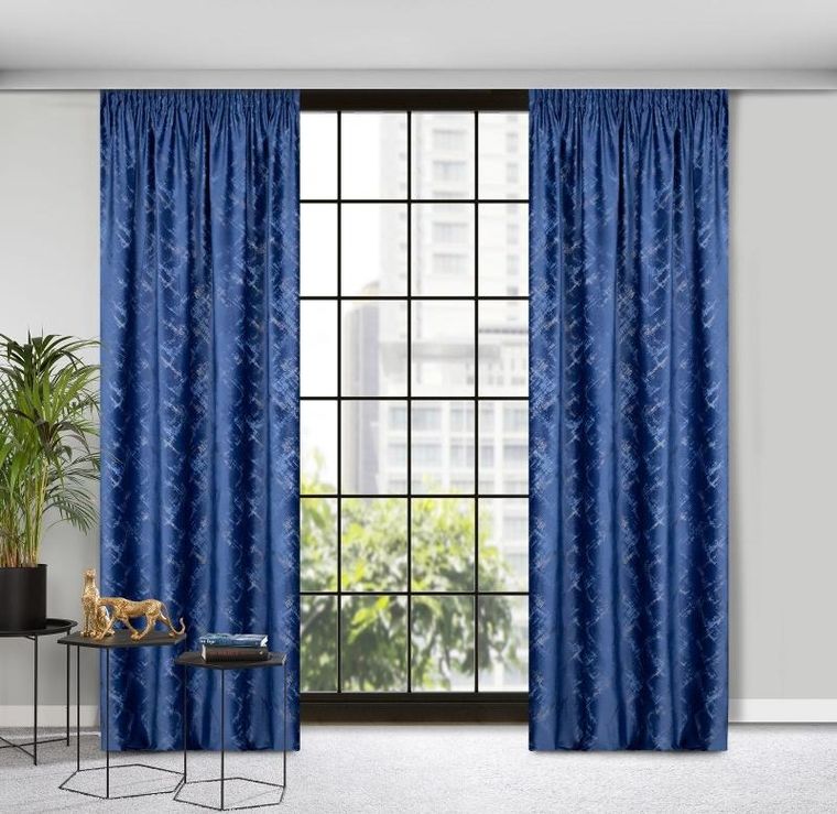 Eurofirany, zasłona zaciemniająca gotowa, na taśmie, Adria, 140-270 cm, granatowy