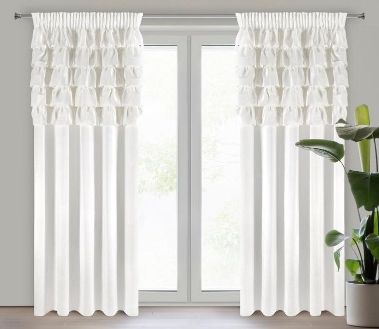 Eurofirany, zasłona zaciemniająca gotowa, na taśmie, Aura, 140-250 cm, biały