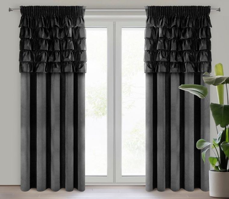 Eurofirany, zasłona zaciemniająca gotowa, na taśmie, Aura, 140-270 cm, czarny