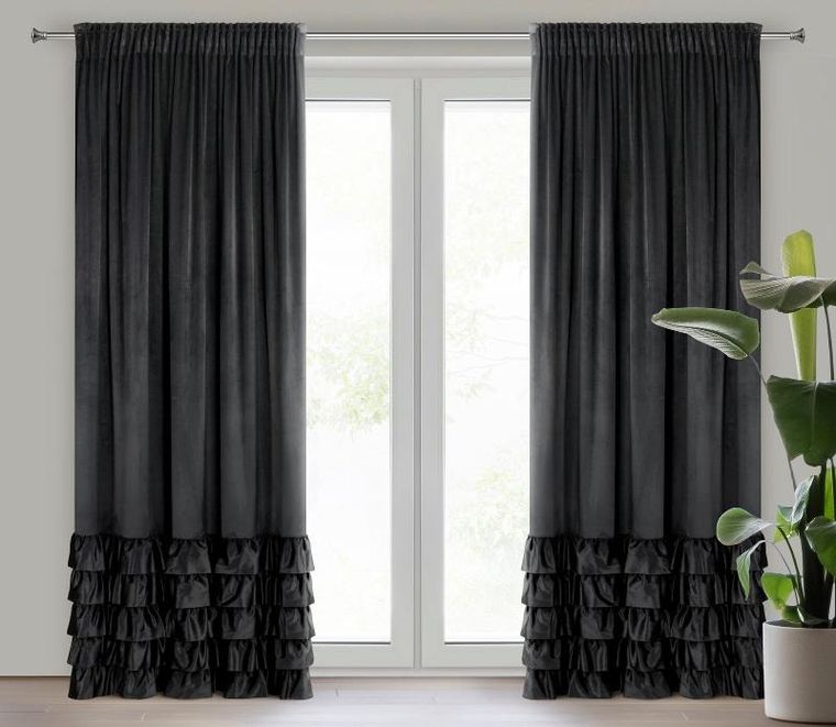 Eurofirany, zasłona zaciemniająca gotowa, na taśmie, Dani, 140-270 cm, czarny