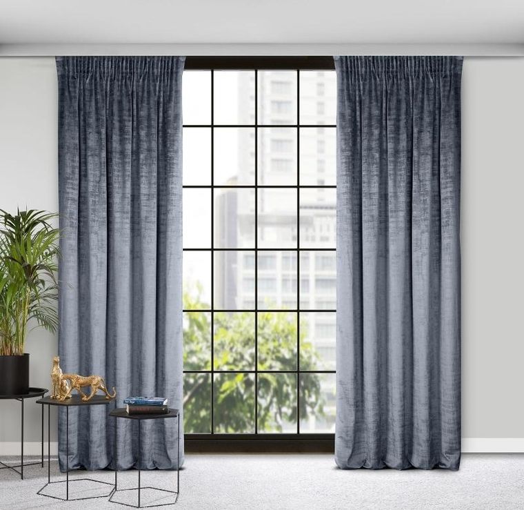 Eurofirany, zasłona zaciemniająca gotowa, na taśmie, Daria, 140-270 cm, stalowy