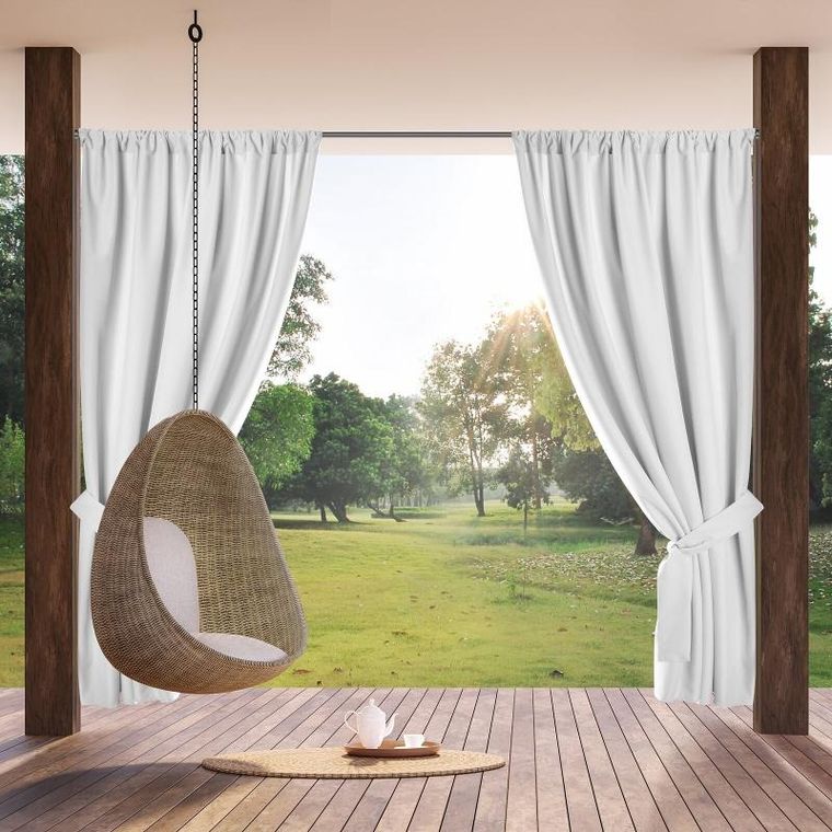 Eurofirany, zasłona zaciemniająca gotowa, na taśmie, Garden, 155-200 cm, biały