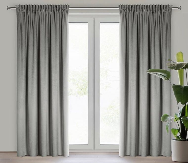 Eurofirany, zasłona zaciemniająca gotowa, na taśmie, Marlen, 140-270 cm, stalowy