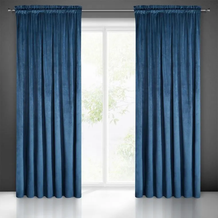 Eurofirany, zasłona zaciemniająca gotowa, na taśmie, Melanie, 140-270 cm, granatowy