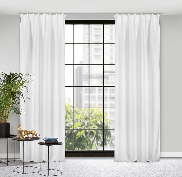 Eurofirany, zasłona zaciemniająca gotowa, na taśmie, Milan, 140-300 cm, biały