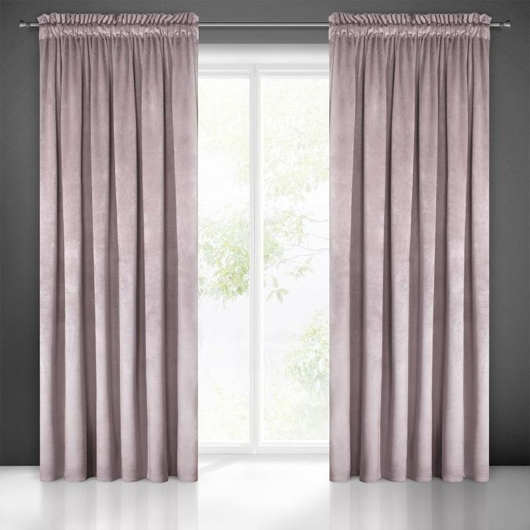 Eurofirany, zasłona zaciemniająca gotowa, na taśmie, Pierre, 140-300 cm, pudrowy