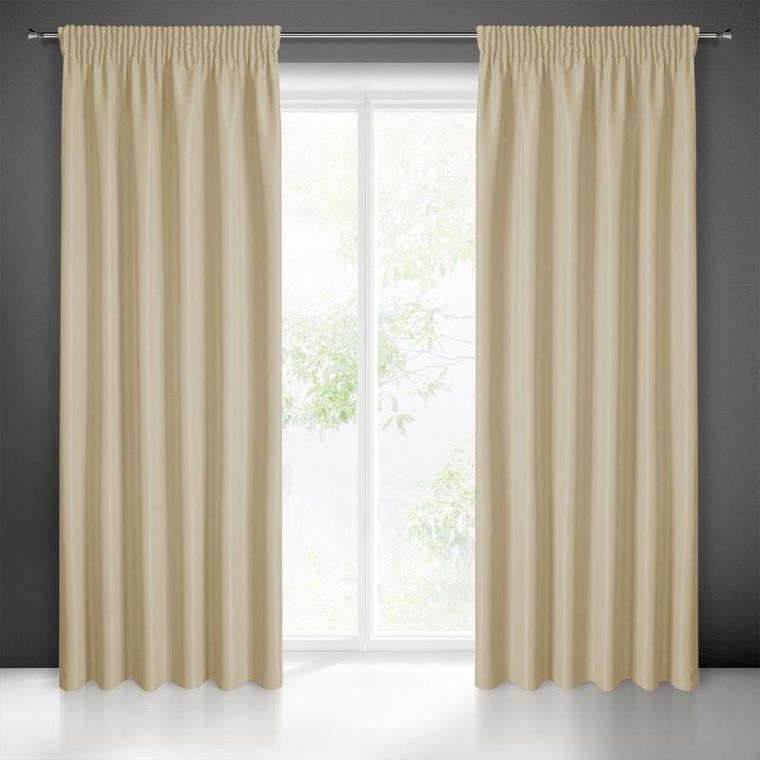 Eurofirany, zasłona zaciemniająca gotowa, na taśmie, Rita, 140-270 cm, beżowy