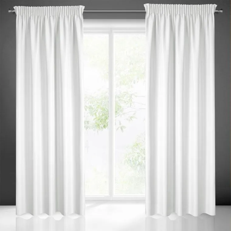 Eurofirany, zasłona zaciemniająca gotowa, na taśmie, Rita, 140-270 cm, biały