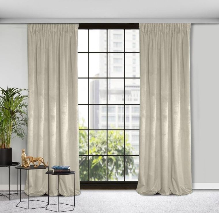 Eurofirany, zasłona zaciemniająca gotowa, na taśmie, Rosa, 140-270 cm, beżowy