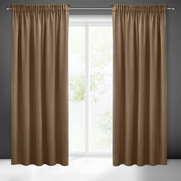 Eurofirany, zasłona zaciemniająca gotowa, na taśmie, Sibel, 140-270 cm, brązowy