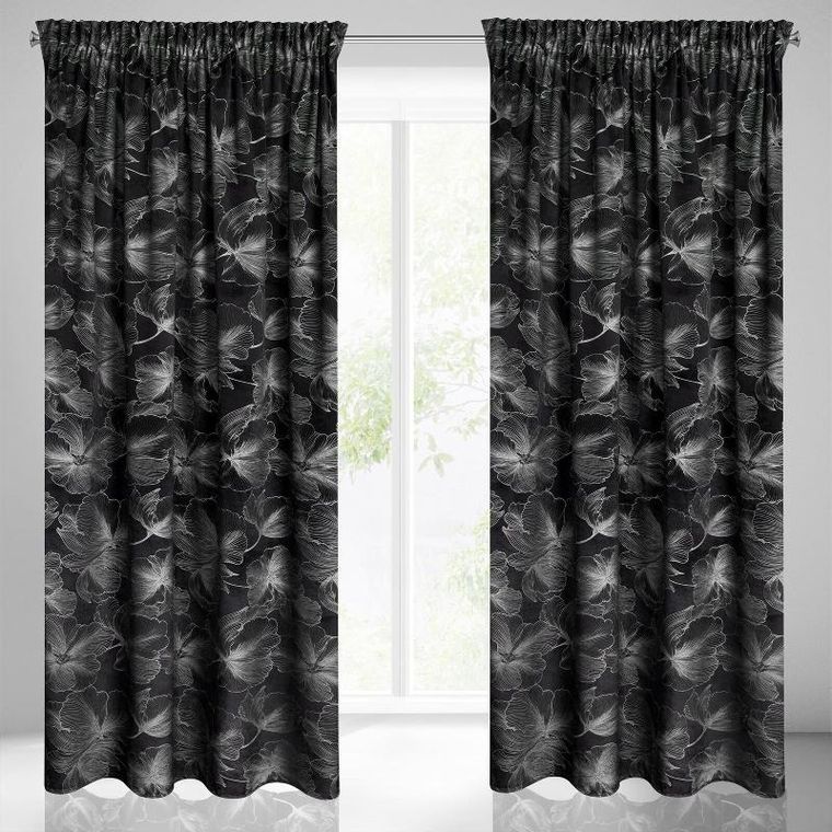 Eurofirany, zasłona zaciemniająca gotowa, na taśmie, Stella, 140-300 cm, czarny