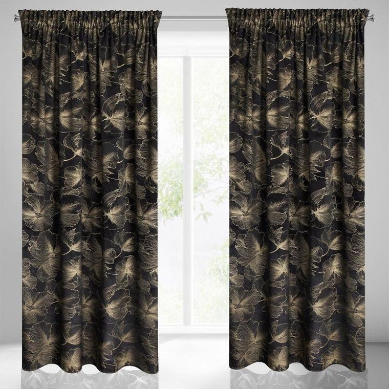 Eurofirany, zasłona zaciemniająca gotowa, na taśmie, Stella, 140-300 cm, czarny