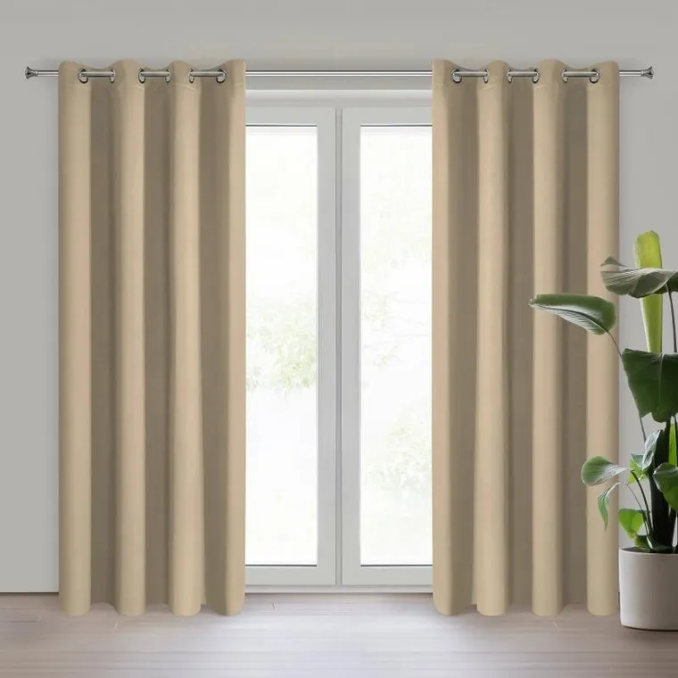 Eurofirany, zasłona zaciemniająca gotowa, Nerisa, 140-250 cm, beżowy