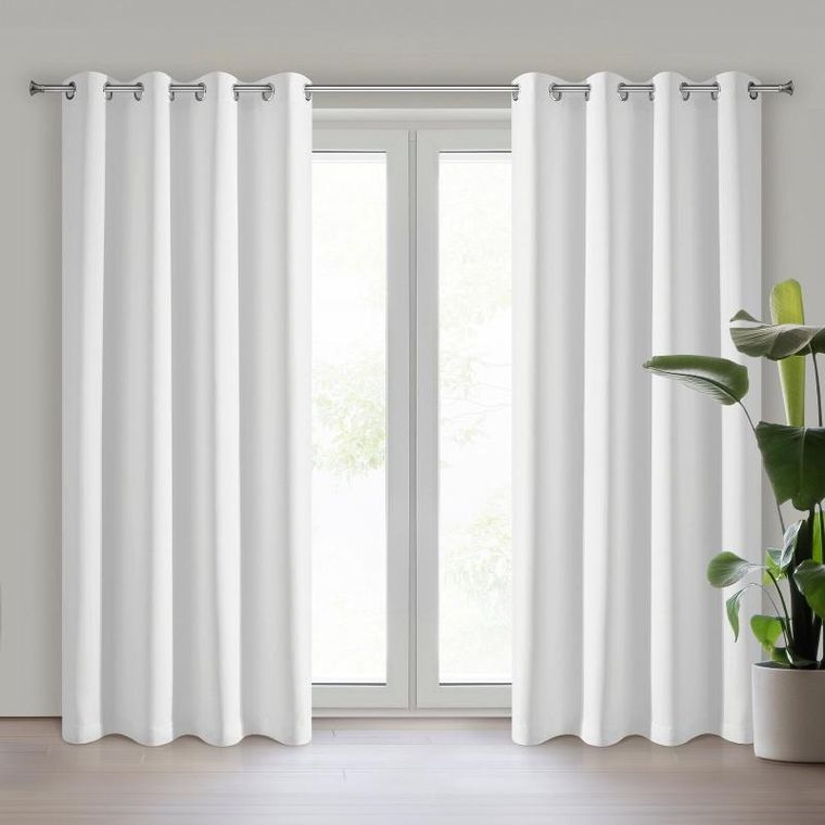 Eurofirany, zasłona zaciemniająca gotowa, Nerisa, 140-250 cm, biały