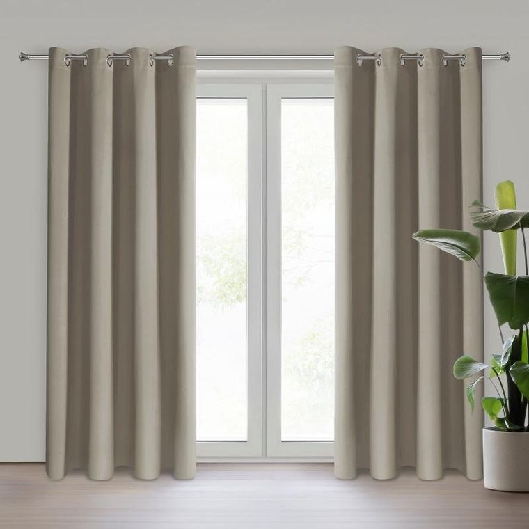 Eurofirany, zasłona zaciemniająca gotowa, Nerisa, 140-250 cm, ciemnobeżowy