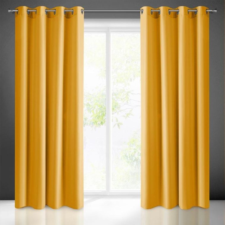 Eurofirany, zasłona zaciemniająca gotowa, Rita, 140-250 cm, musztardowy
