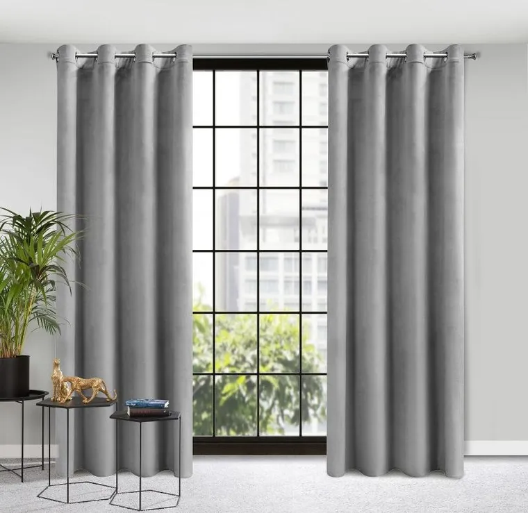 Eurofirany, zasłona zaciemniająca gotowa, Rosa, 140-250 cm, stalowy