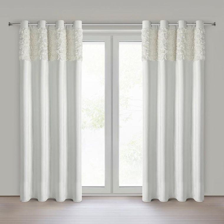 Eurofirany, zasłona zaciemniająca gotowa, Roses, na taśmie, 140-250 cm, kremowy